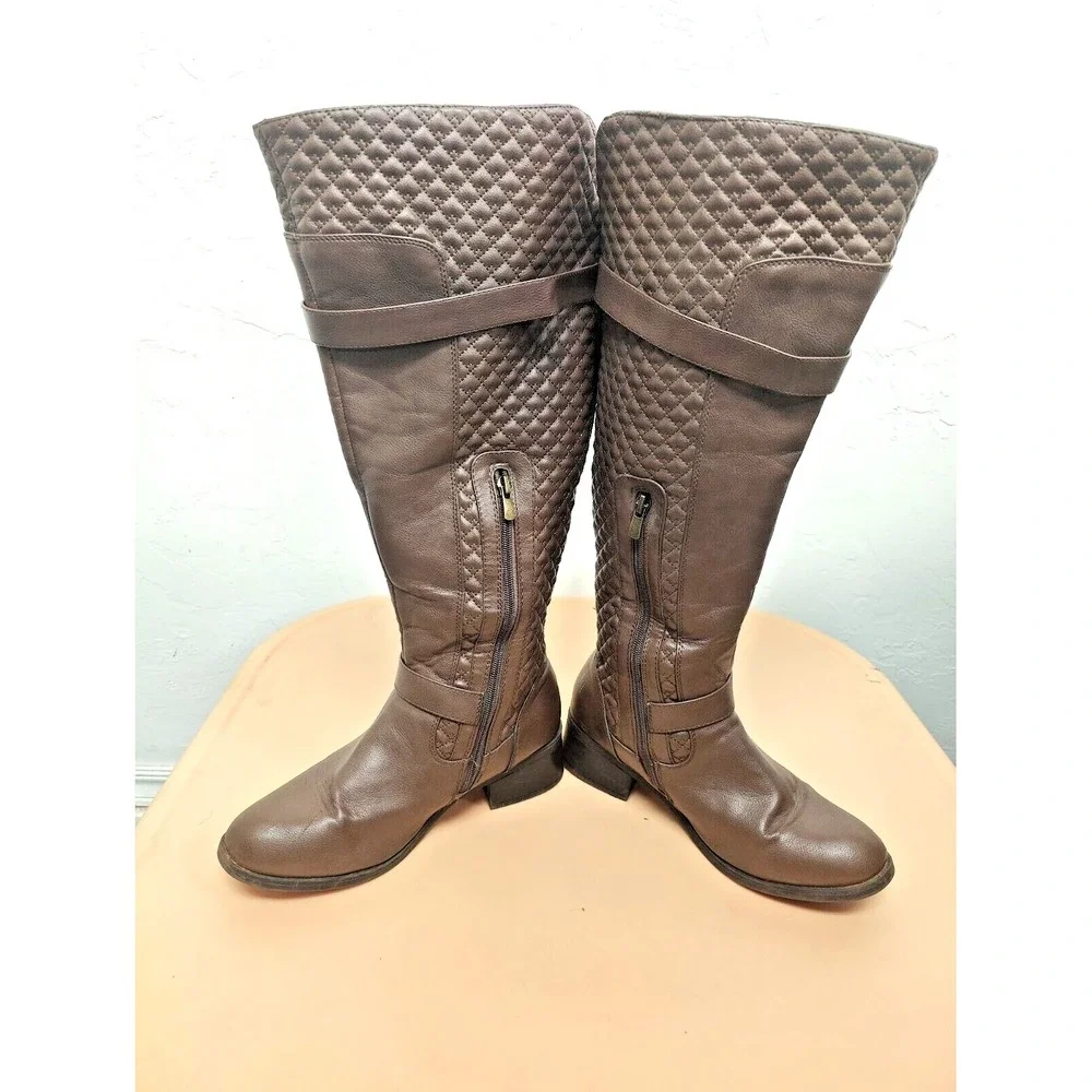 Nicole Womens Brwon Knee‎ High Fashion Boots Size 10W 41740093